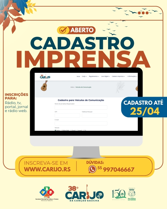 38° Carijo da Canção Gaúcha tem credenciamento de imprensa aberto