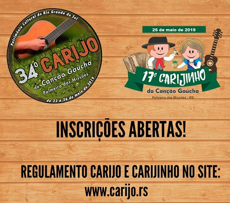 Inscrições Abertas - Carijo e Carijinho 2019 