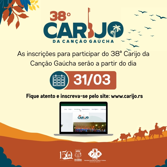Inscrições para o 38º Carijo da Canção Gaúcha abrem nesta segunda-feira (31)